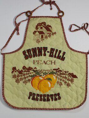 Vintage Apron Sunny-Hll Peach Preserves Quilted 80s 90s